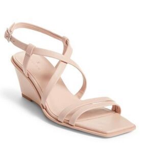 Caslon Wedges Size‎ 7.5 Womens Sandals Pink Leather Open Toe